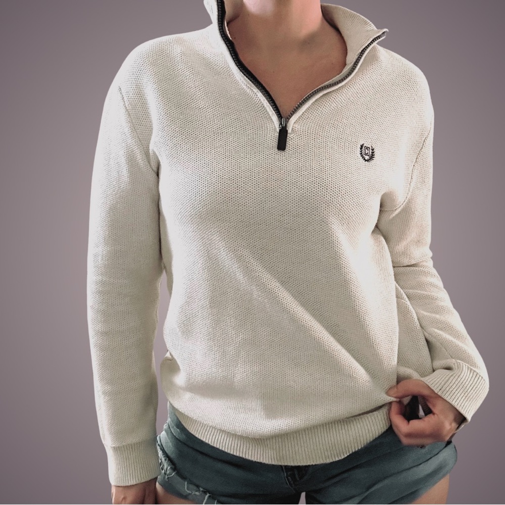 SOLD CHAPS Men’s Medium 3/4 Zip Cotton Sweater - Picture 1 of 8